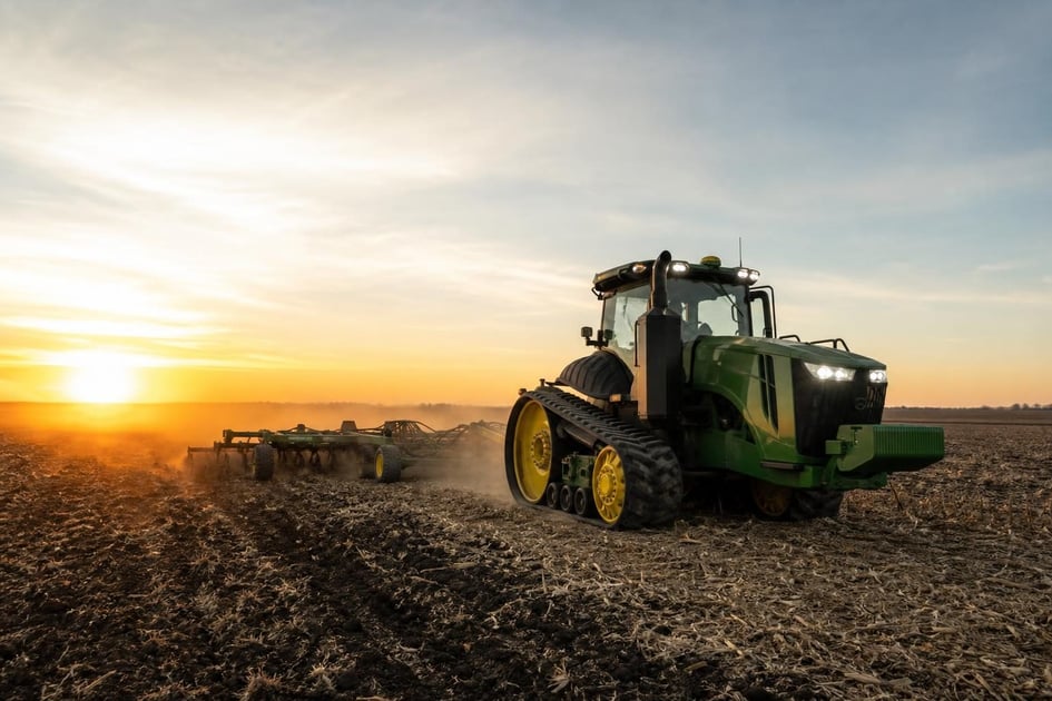 Tractor at a commercial worksite, illustrating agriculture equipment financing bad credit
