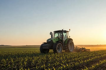 Tractor at a commercial worksite, illustrating agriculture equipment financing for small business