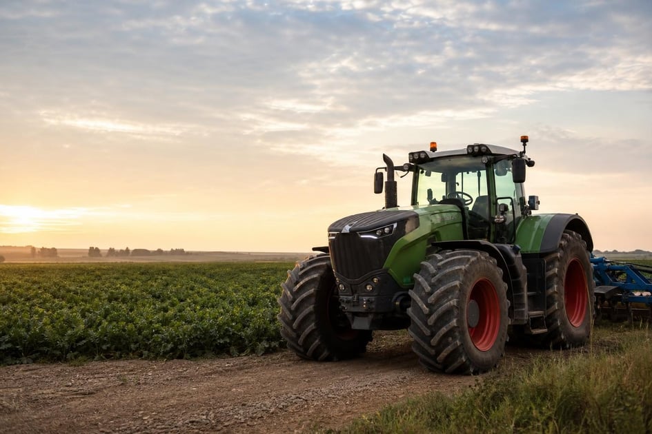 Tractor in field at a commercial worksite, illustrating agriculture equipment financing no money down