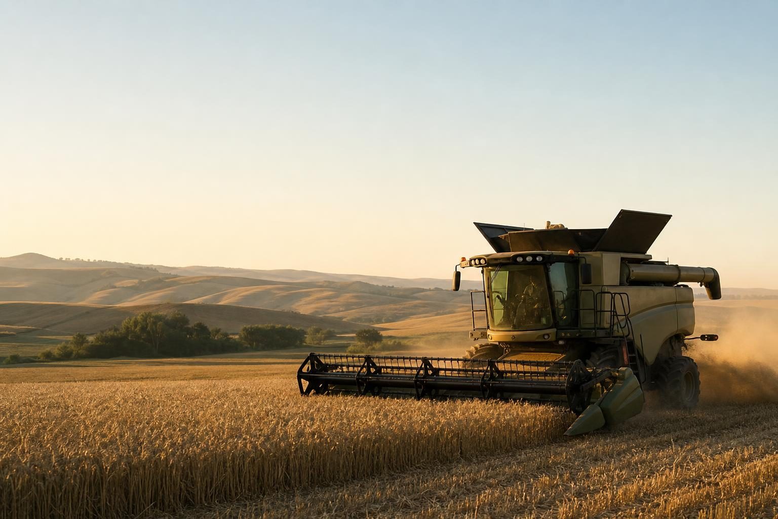 Combine harvester at a commercial worksite, illustrating agriculture equipment financing requirements