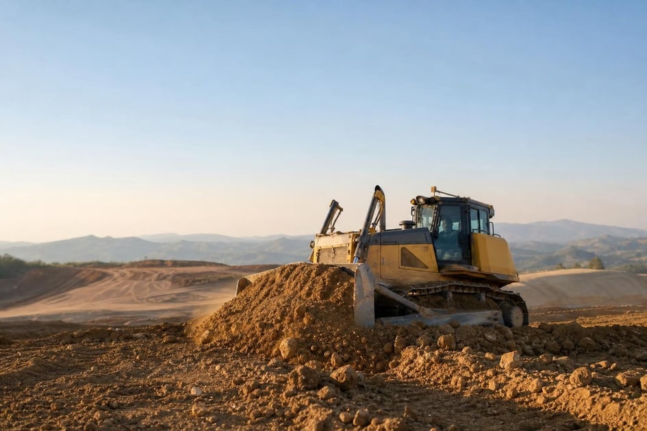 Bulldozer at a commercial worksite, illustrating bulldozers financing bad credit: what to expect