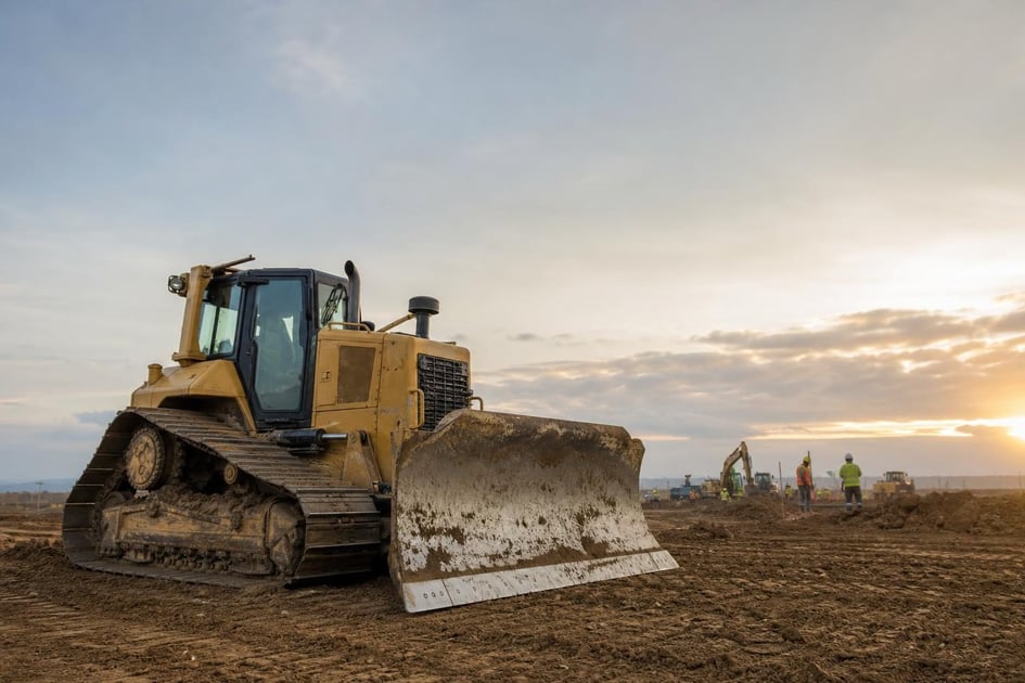 Used bulldozer at a commercial worksite, illustrating bulldozers financing used: what to expect