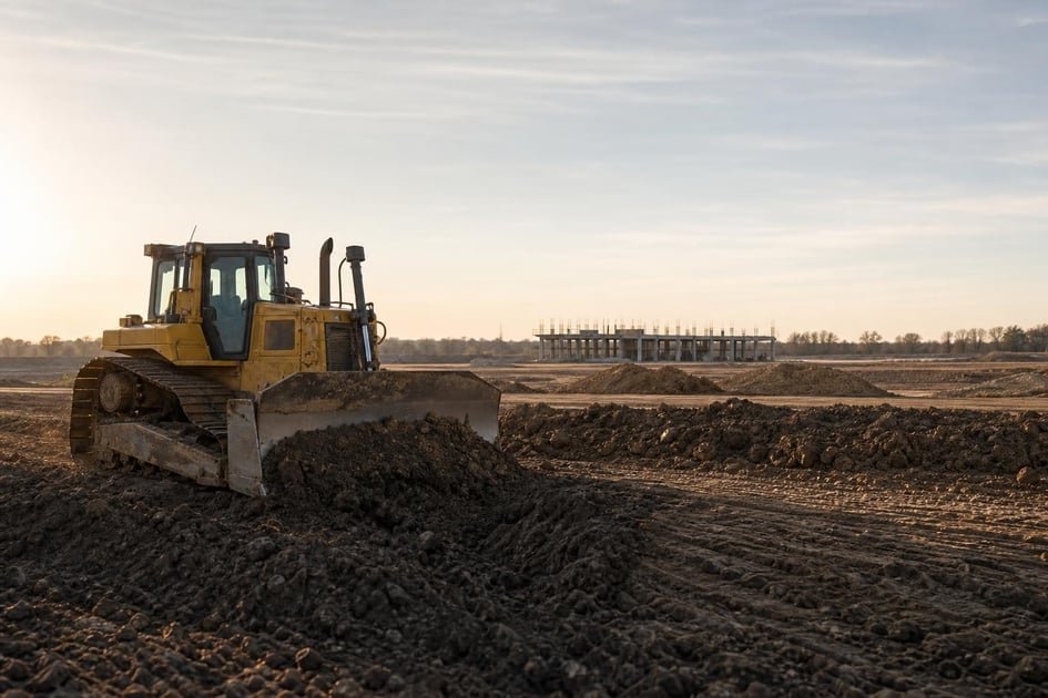Bulldozer at a commercial worksite, illustrating bulldozers financing with no down payment: what to expect