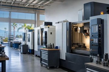 Cnc machines at a commercial worksite, illustrating cnc machine financing in california