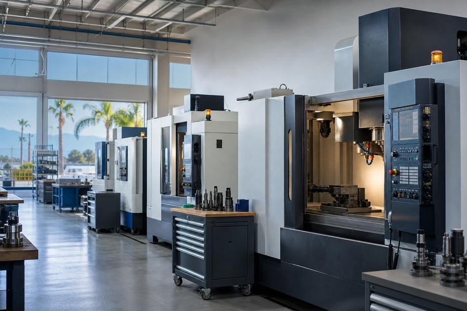 Cnc machines at a commercial worksite, illustrating cnc machine financing in california