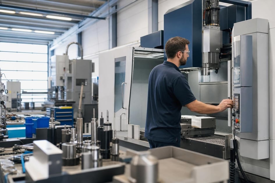Cnc machining center at a commercial worksite, illustrating cnc machines financing requirements: what to expect