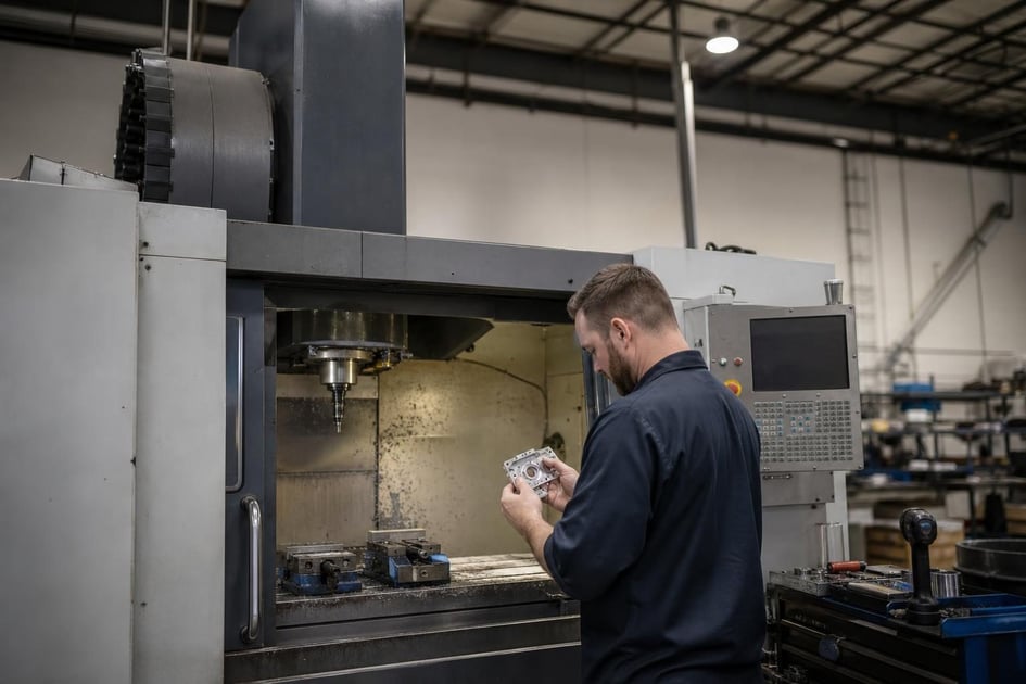 Used cnc vertical machining center at a commercial worksite, illustrating cnc machines financing used: what to expect