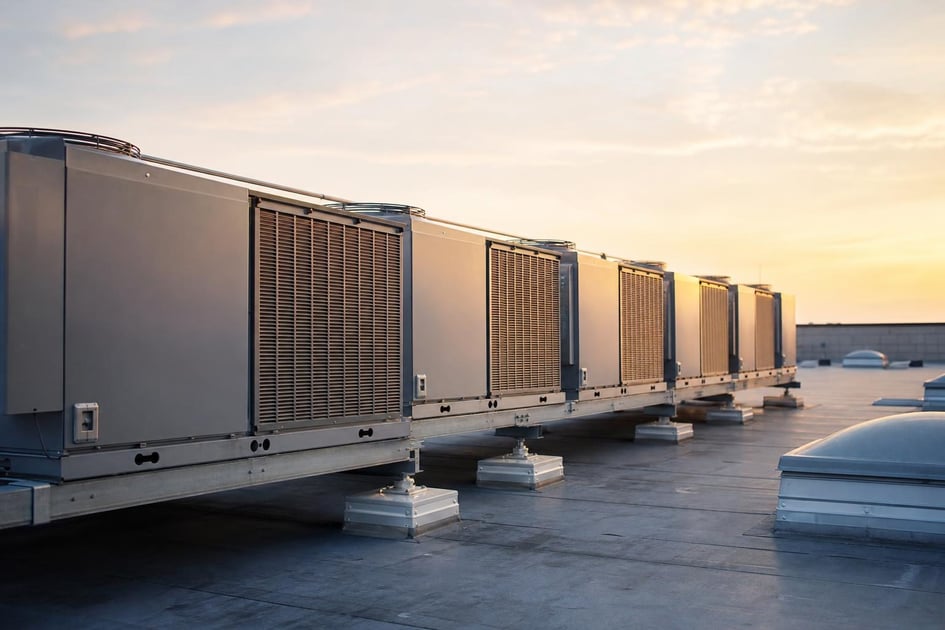 Commercial rooftop hvac units at a commercial worksite, illustrating commercial hvac system financing how to get: what to expect