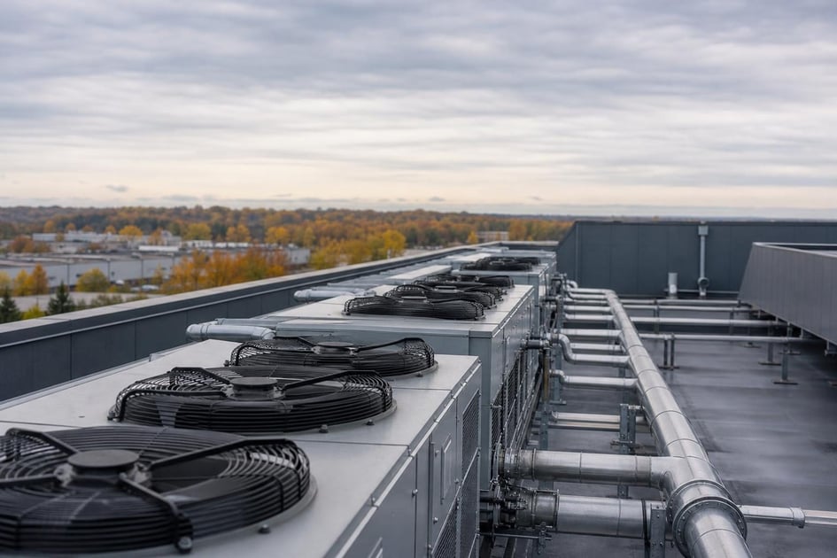 Commercial hvac rooftop units at a commercial worksite, illustrating commercial hvac system financing in ohio