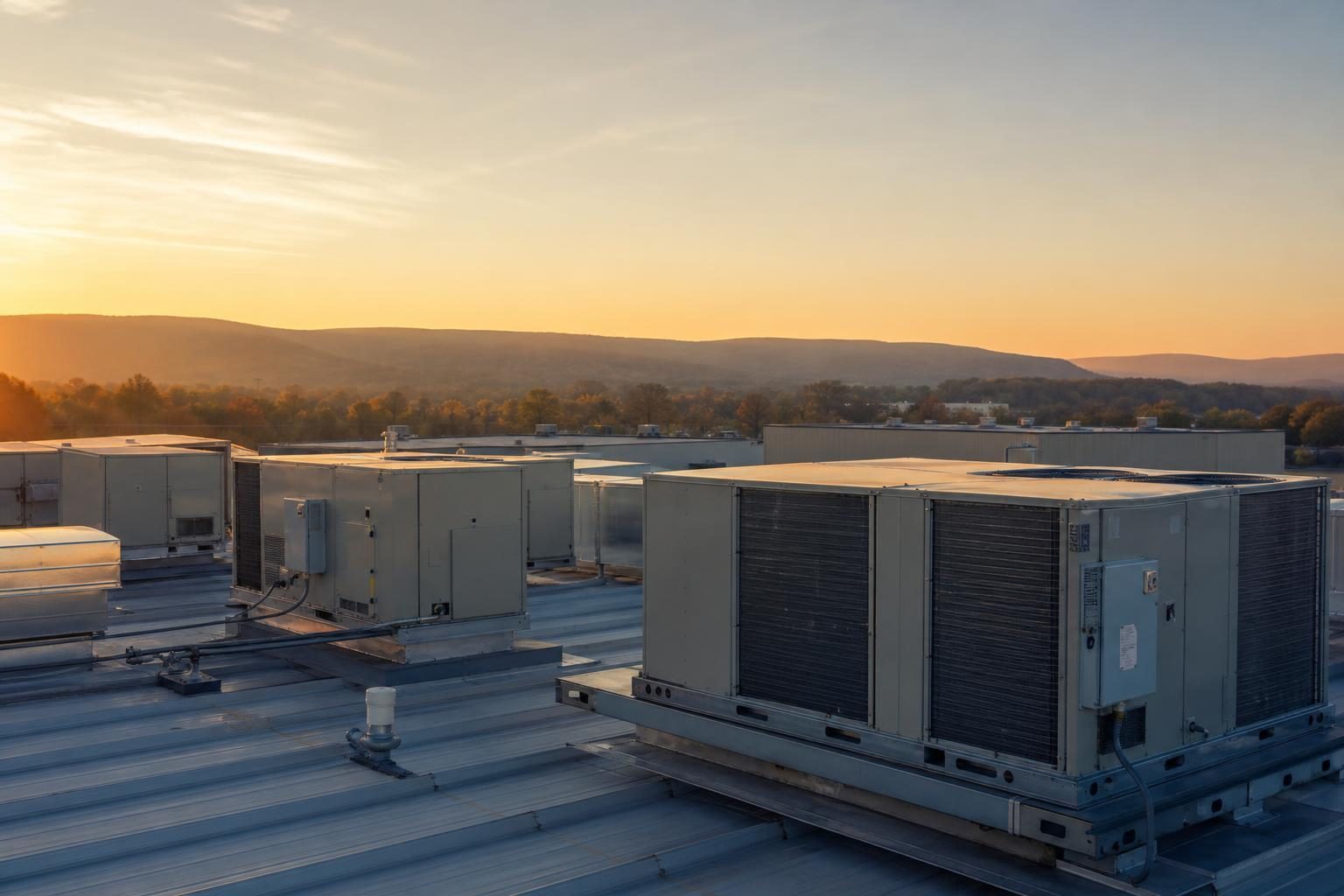 Commercial hvac units at a commercial worksite, illustrating commercial hvac system financing in pennsylvania