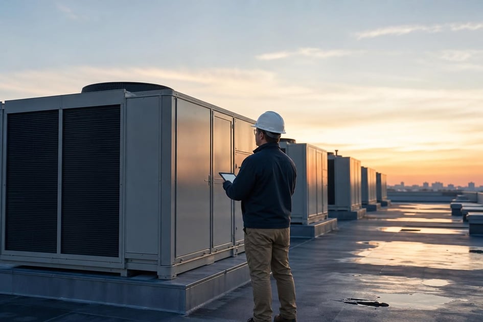 Commercial rooftop hvac unit at a commercial worksite, illustrating commercial hvac system financing no money down: what to expect