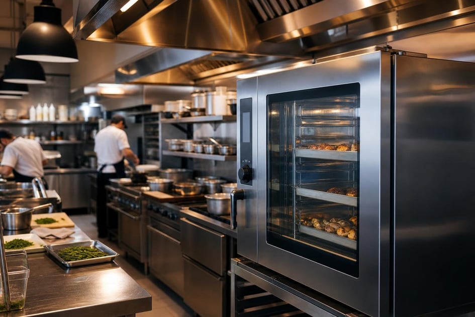 Commercial convection oven at a commercial worksite, illustrating commercial ovens financing how to get: what to expect