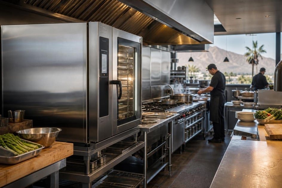 Commercial oven at a commercial worksite, illustrating commercial ovens financing in california