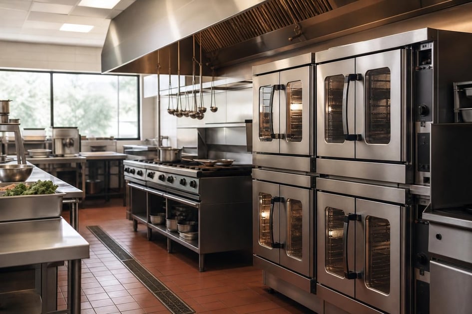 Commercial ovens at a commercial worksite, illustrating commercial ovens financing in texas