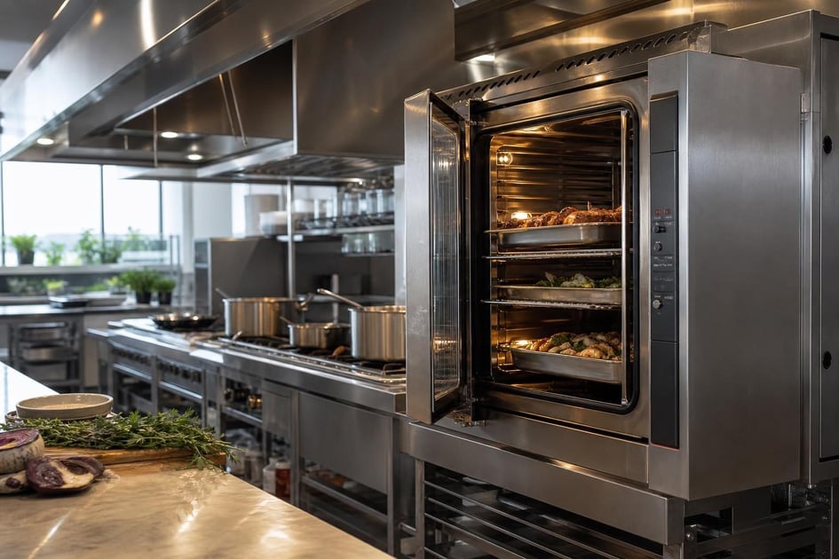 Commercial convection oven at a commercial worksite, illustrating commercial ovens financing no money down: what to expect