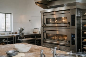 Used commercial convection oven at a commercial worksite, illustrating commercial ovens financing used: what to expect