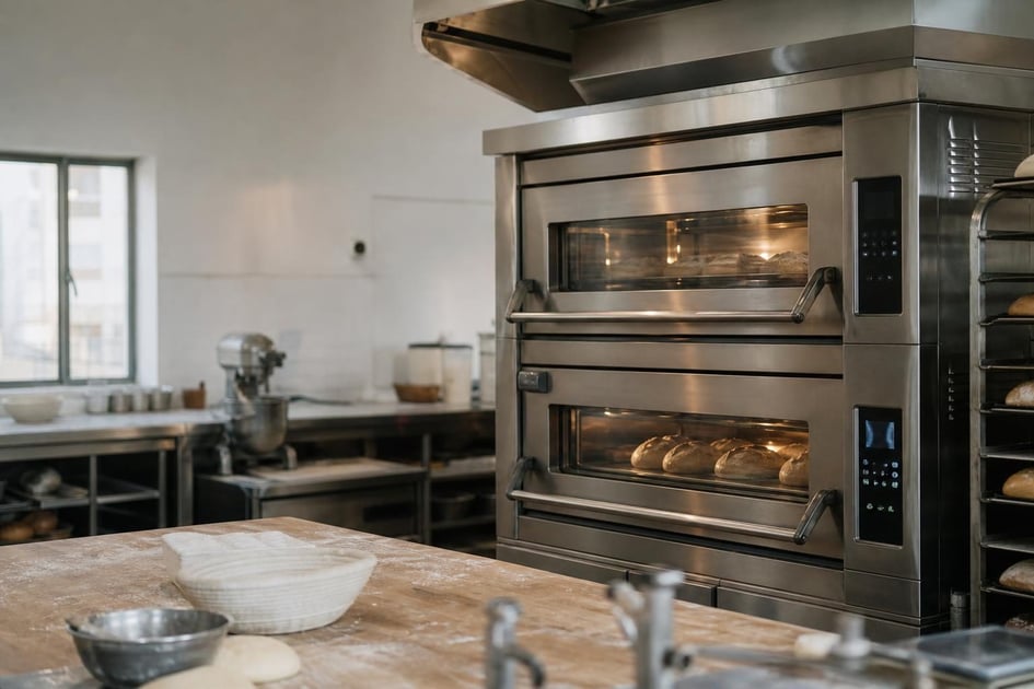 Used commercial convection oven at a commercial worksite, illustrating commercial ovens financing used: what to expect