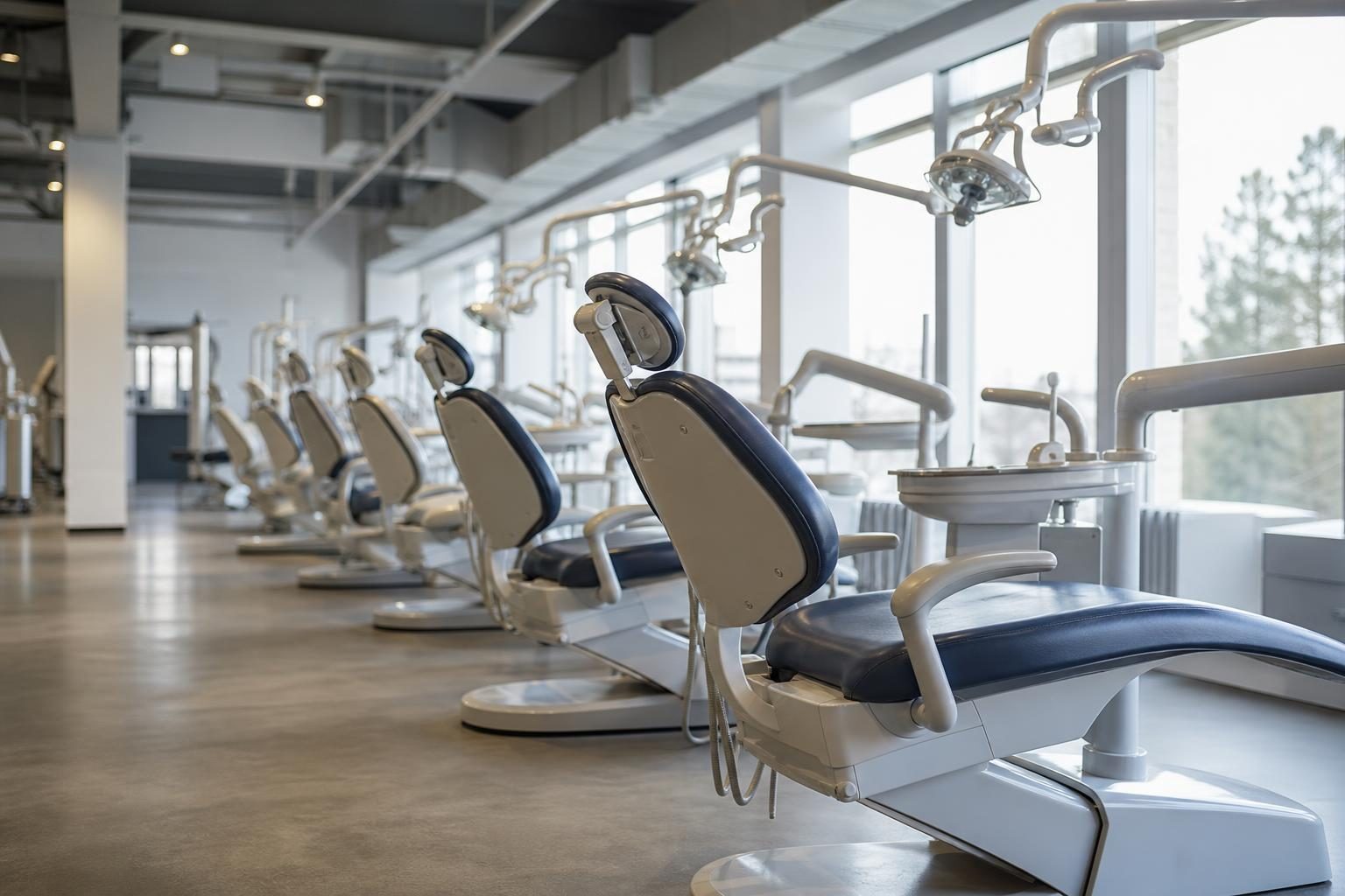 Used dental chairs at a commercial worksite, illustrating dental chairs financing used: what to expect