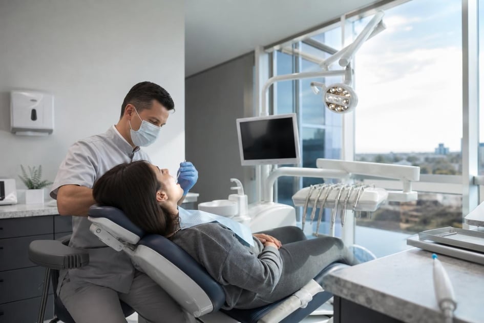 Dental chairs at a commercial worksite, illustrating dental chairs financing with no down payment: what to expect