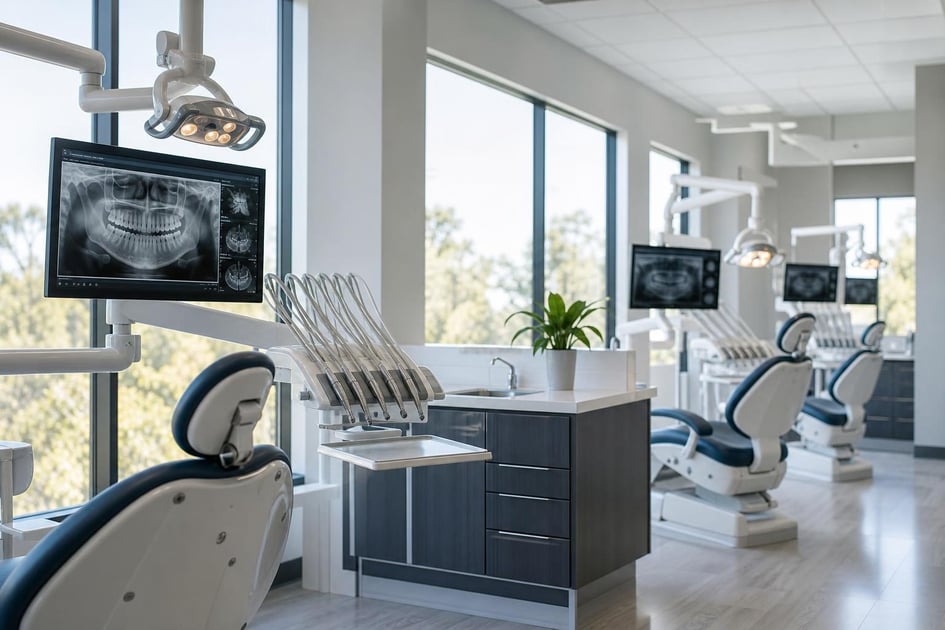Dental operatory at a commercial worksite, illustrating dental equipment financing rates