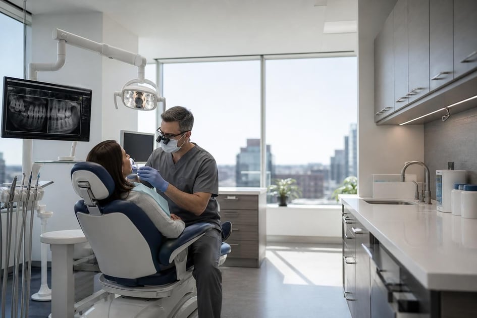 Dental chairs at a commercial worksite, illustrating dental equipment financing requirements