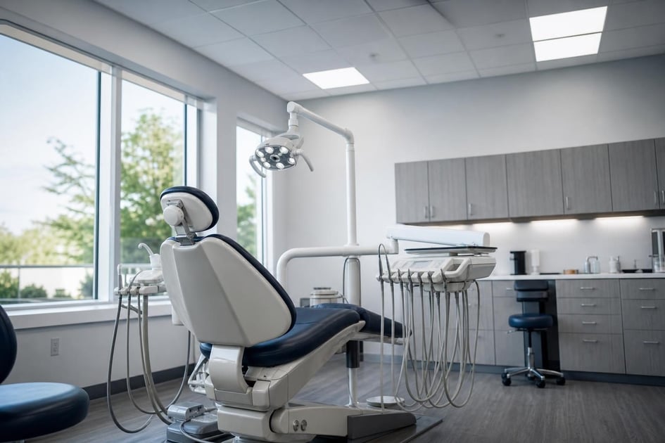 Used dental chair at a commercial worksite, illustrating dental equipment financing used