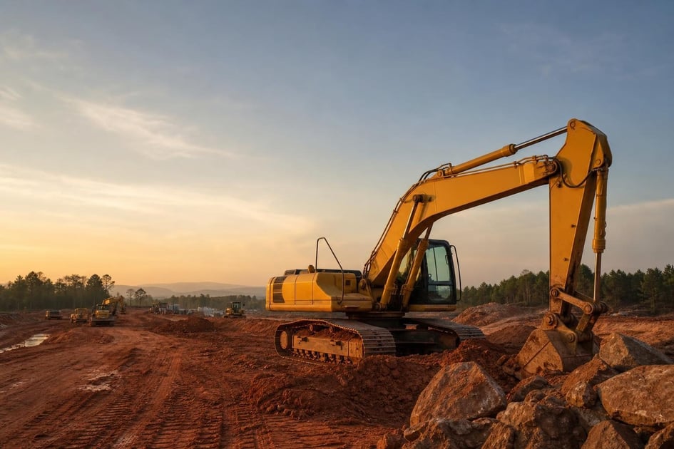 Excavator at a commercial worksite, illustrating equipment financing in georgia: rates, terms and how to qualify