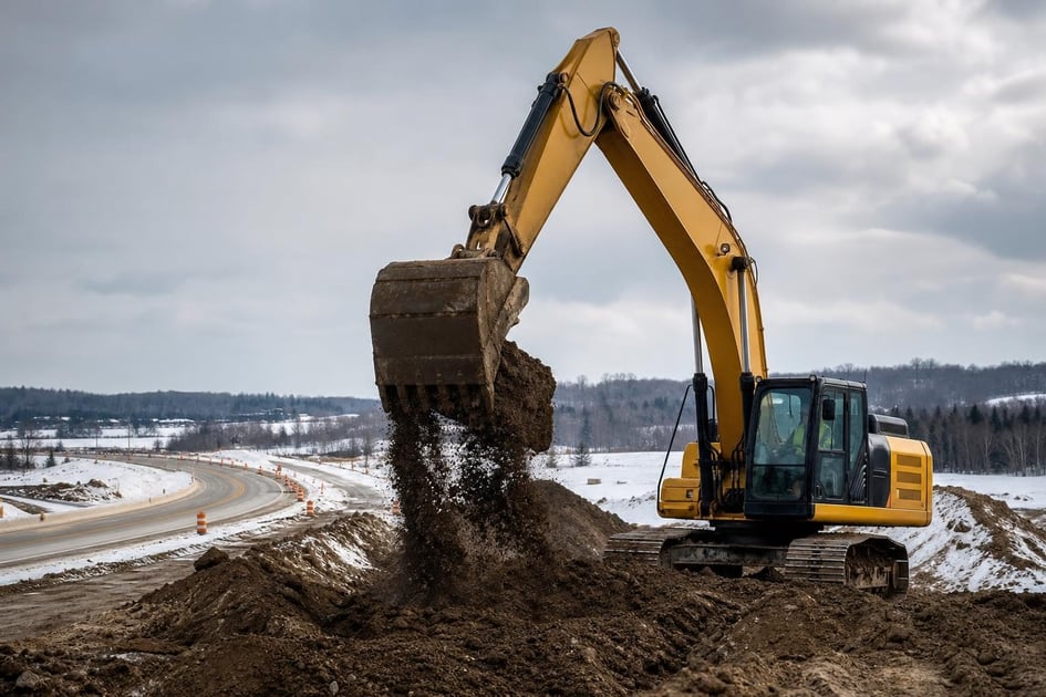 Excavator at a commercial worksite, illustrating equipment financing in michigan: rates, terms and how to qualify