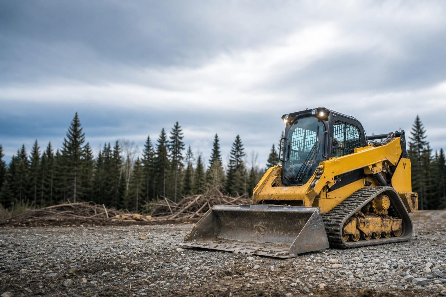 Skid steer loader at a commercial worksite, illustrating equipment financing in minnesota: rates, terms and how to qualify
