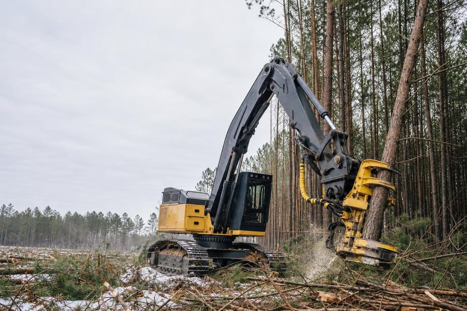 Logging equipment at a commercial worksite, illustrating equipment financing in mississippi: rates, terms and how to qualify