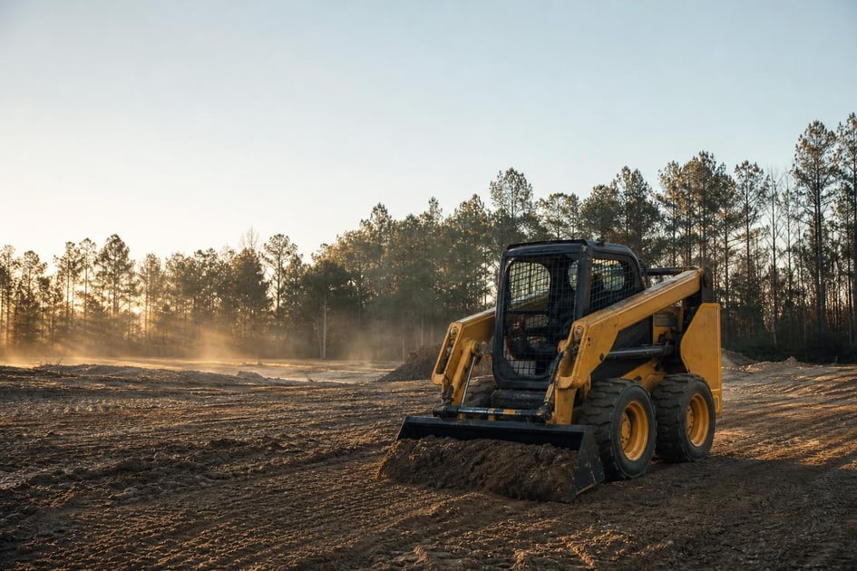 Skid steer loader at a commercial worksite, illustrating equipment financing in south carolina: rates, terms and how to qualify
