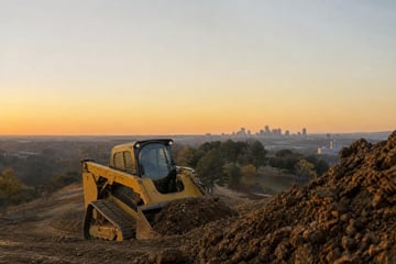 Skid steer at a commercial worksite, illustrating equipment financing in tennessee: rates, terms and how to qualify