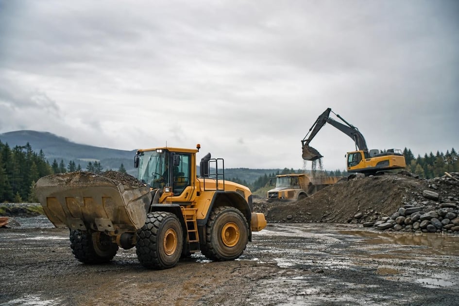 Excavator at a commercial worksite, illustrating equipment financing in washington: rates, terms and how to qualify