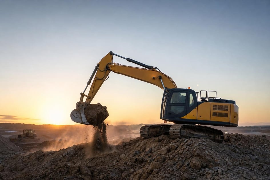 Excavators at a commercial worksite, illustrating excavators financing for small business: what to expect
