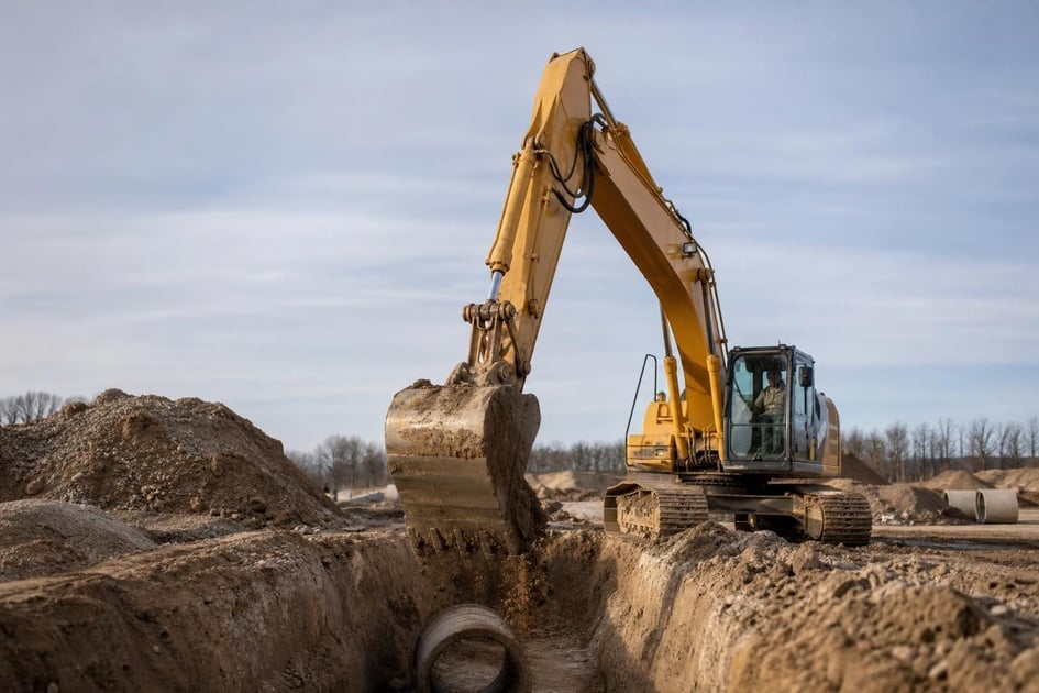 Excavator at a commercial worksite, illustrating excavators financing qualify for: what to expect