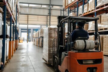 Forklift at a commercial worksite, illustrating forklifts financing qualify for: what to expect