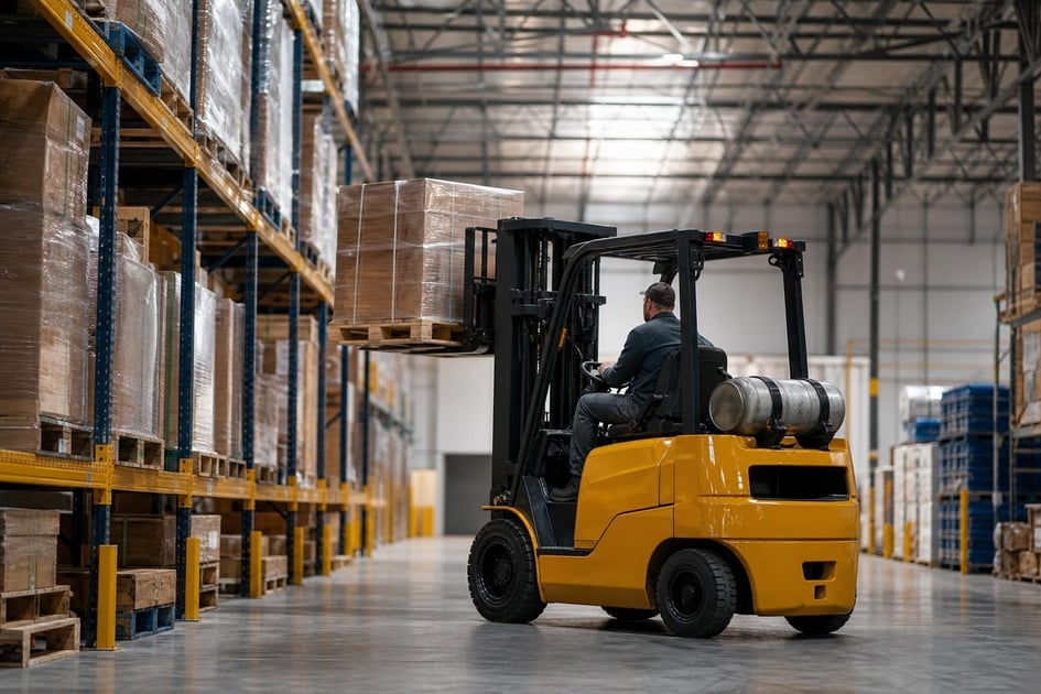 Forklifts at a commercial worksite, illustrating forklifts financing with no down payment: what to expect