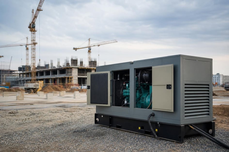 Generator set at a commercial worksite, illustrating generator set financing no money down: what to expect