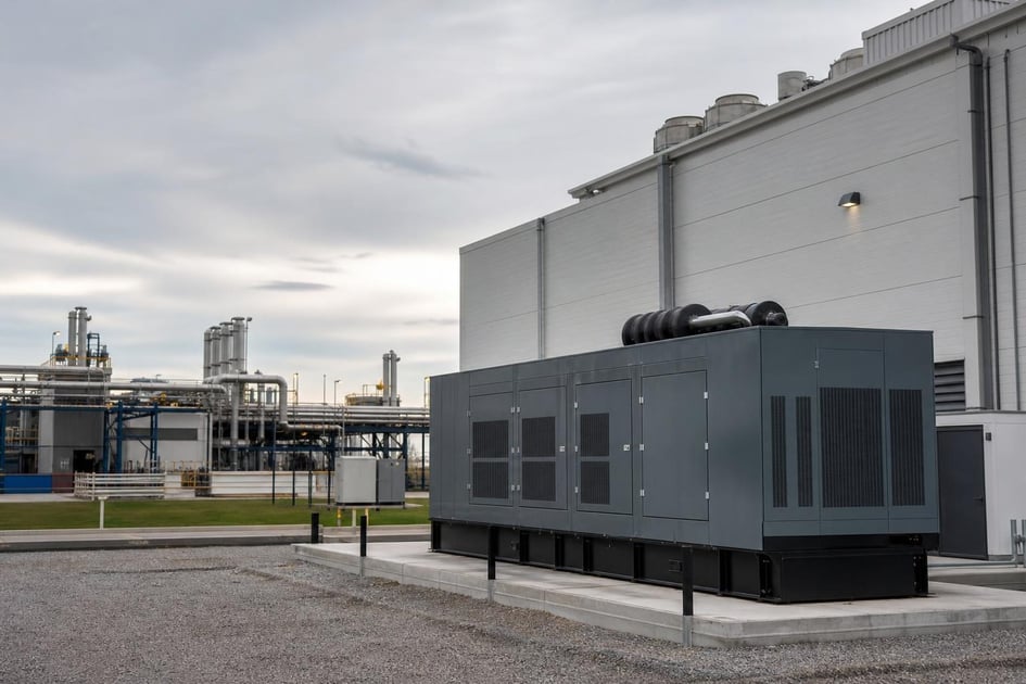 Commercial generator set at a commercial worksite, illustrating generator set financing qualify for: what to expect