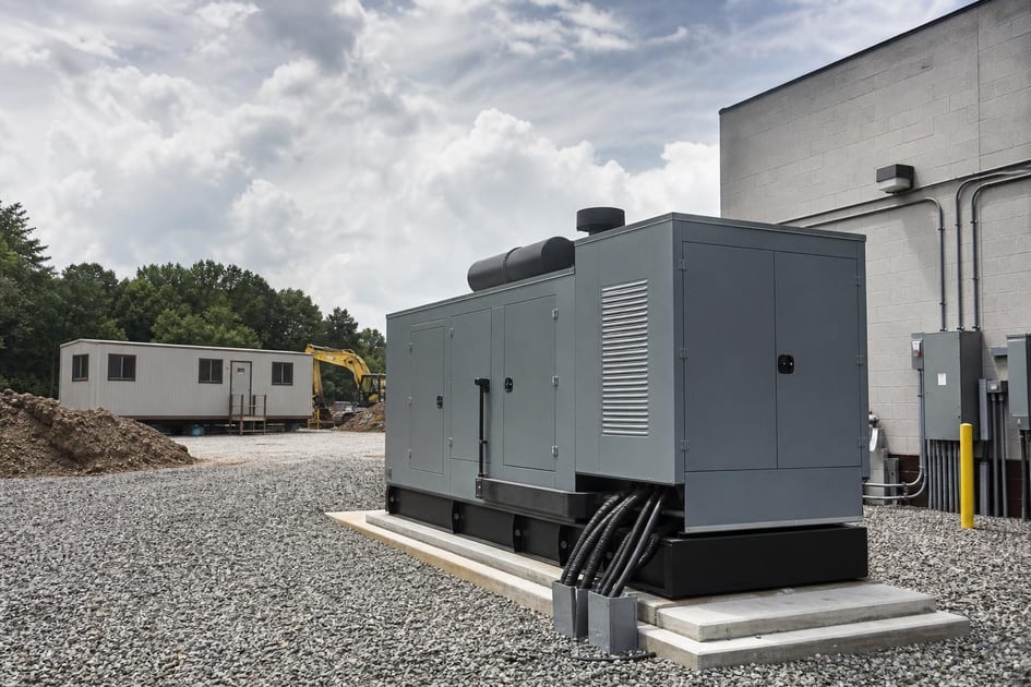 Commercial generator set at a commercial worksite, illustrating generator set financing with no down payment: what to expect