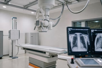 Diagnostic imaging equipment at a commercial worksite, illustrating healthcare equipment financing cost