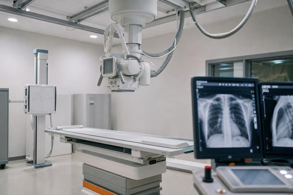 Diagnostic imaging equipment at a commercial worksite, illustrating healthcare equipment financing cost