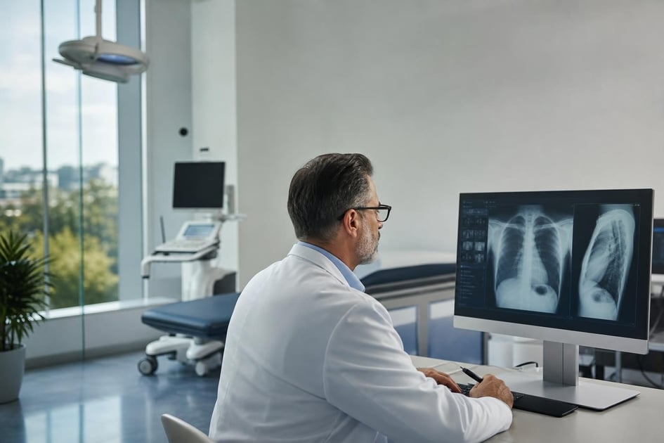 Medical diagnostic equipment at a commercial worksite, illustrating healthcare equipment financing for small business