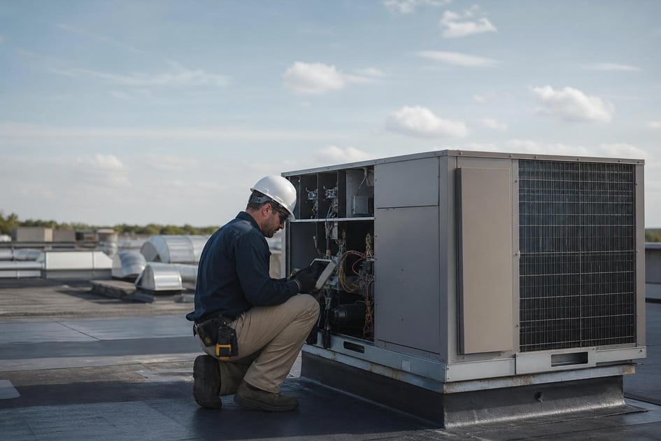 Commercial hvac unit at a commercial worksite, illustrating hvac equipment financing bad credit