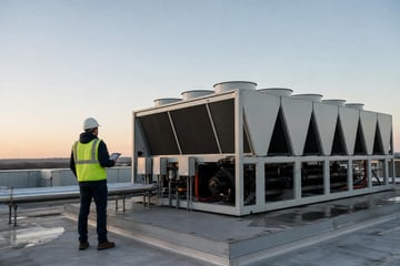Commercial hvac rooftop unit at a commercial worksite, illustrating hvac equipment financing cost