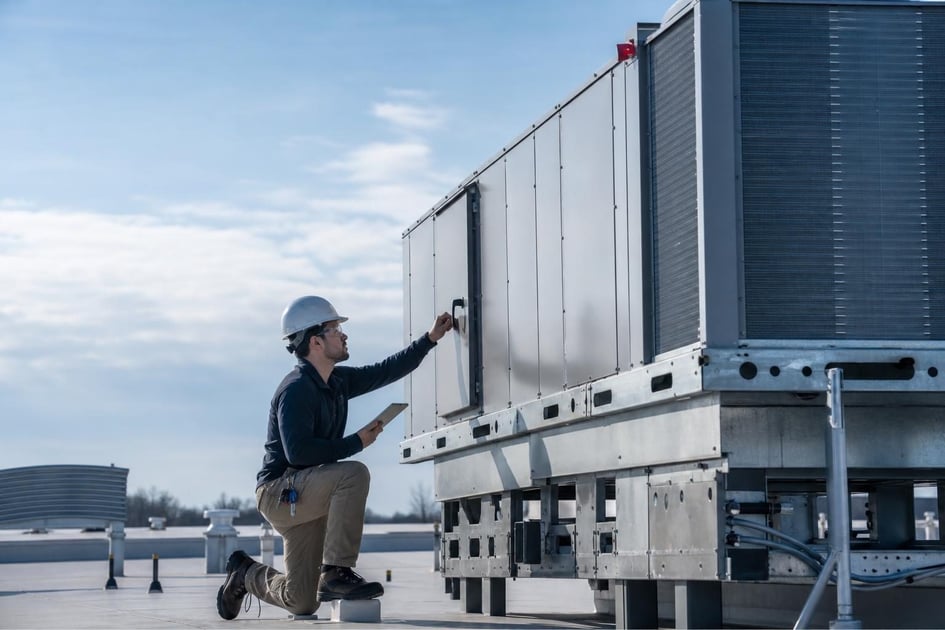 Commercial hvac rooftop unit at a commercial worksite, illustrating hvac equipment financing no money down
