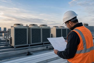 Commercial hvac unit at a commercial worksite, illustrating hvac equipment financing requirements: what contractors need to know in 2026