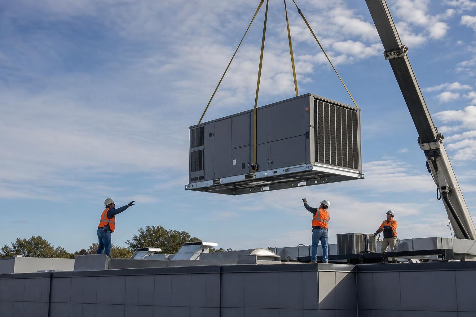 Commercial hvac units at a commercial worksite, illustrating hvac equipment financing terms