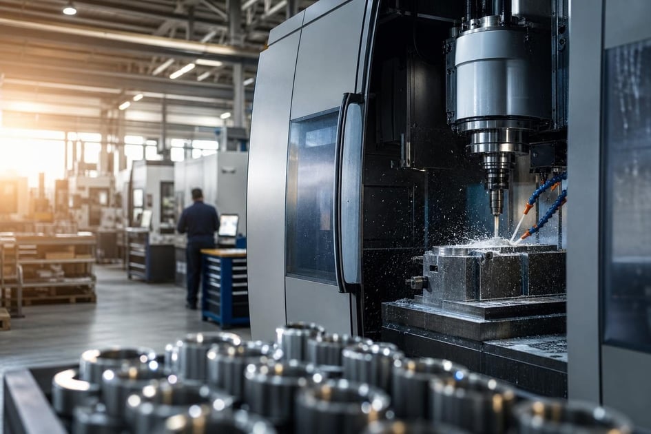 Cnc machining center at a commercial worksite, illustrating manufacturing equipment financing bad credit
