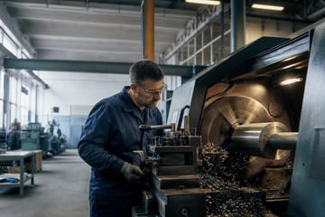 Cnc lathe at a commercial worksite, illustrating manufacturing equipment financing cost